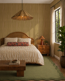 Dolce Stripe Wallpaper, peach and chartreuse
