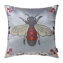 Bee embroidery cushion cover yellow green & blue living room decor