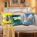 Bee embroidery cushion cover yellow green & blue living room decor