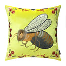 Bee embroidery cushion cover yellow green & blue living room decor