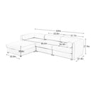 Contemporary White Chenille L-Shaped Sofa with Storage and Ottoman, 3-Seater Cylindrical Backrest