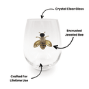 Jeweled Bee Stemless Wine Glasses