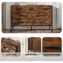 Wood Dresser with 7 Drawers, Wooden Storage Closet for Bedroom, Solid Clothes Cabinet with Sturdy Steel Frame, 48.58"Wx15.75"Dx31.22"H, 48 inch, Rustic Brown