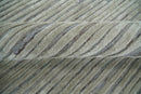 Modern Stripe Pattern Beige and Gray Hand Tufted Wool and Silk Area Rug