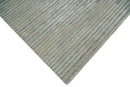 Modern Stripe Pattern Beige and Gray Hand Tufted Wool and Silk Area Rug