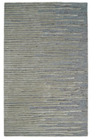 Modern Stripe Pattern Beige and Gray Hand Tufted Wool and Silk Area Rug