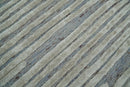 Modern Stripe Pattern Beige and Gray Hand Tufted Wool and Silk Area Rug