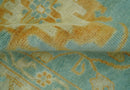 Beige And Blue Traditional 8x10 Hand Knotted Wool Area Rug