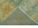 Beige And Blue Traditional 8x10 Hand Knotted Wool Area Rug