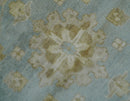 Beige And Blue Traditional Oushak Design 12x15 Hand Knotted Wool Rug