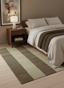 Beige and Brown Modern Geometrical Hand loom 5x8 wool and Art Silk area Rug
