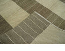 Beige and Brown Modern Geometrical Hand loom 5x8 wool and Art Silk area Rug