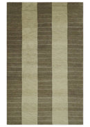 Beige and Brown Modern Geometrical Hand loom 5x8 wool and Art Silk area Rug