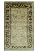 Beige And Brown Traditional Oushak Design Hand Knotted 3x5 Wool Area Rug