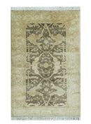 Beige And Brown Traditional Oushak Design Hand Knotted 3x5 wool area rug