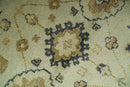 Beige and Charcoal 6x9 Hand Knotted Traditional Oriental Oushak wool area rug