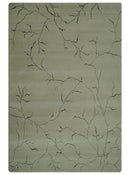 Beige and Charcoal Hand loom Crack Design 6x9 wool and Art Silk Area Rug
