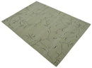 Beige and Charcoal Hand loom Crack Design 6x9 wool and Art Silk Area Rug