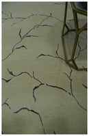 Beige and Charcoal Hand loom Crack Design 6x9 wool and Art Silk Area Rug
