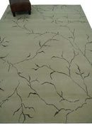 Beige and Charcoal Hand loom Crack Design 6x9 wool and Art Silk Area Rug