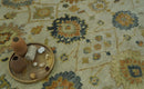 Beige and Gold 8x10 Traditional Oriental Oushak wool Rug