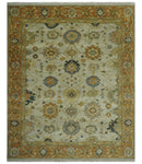 Beige and Gold 8x10 Traditional Oriental Oushak wool Rug