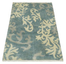 Beige and Gray 2x3 Hand Knotted Traditional Wool Rug