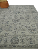 Beige and Gray 8x10 hand knotted Oushak wool Area rug