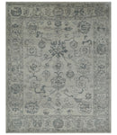 Beige and Gray 8x10 hand knotted Oushak wool Area rug
