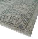 Beige and Gray 8x10 hand knotted Oushak wool Area rug