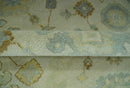 Beige and Gray 8x10 Hand Knotted Traditional Oriental Oushak wool area rug