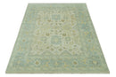 Beige and Gray 8x10 Hand Knotted Traditional Oriental Oushak wool area rug