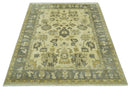 Beige and Gray 8x10 Hand Knotted Traditional Oriental Oushak Wool area rug