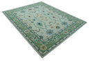 Beige and Green traditional Floral Oriental Oushak Hand Tufted Multi Size wool rug