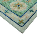 Beige and Green traditional Floral Oriental Oushak Hand Tufted Multi Size wool rug