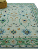 Beige and Green traditional Floral Oriental Oushak Hand Tufted Multi Size wool rug