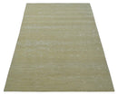 Beige and Ivory Modern Abstract Hand loom 5x8 wool And Art Silk Area Rug