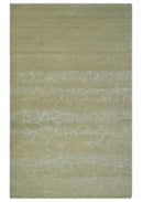 Beige and Ivory Modern Abstract Hand loom 5x8 wool And Art Silk Area Rug