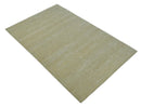 Beige and Ivory Modern Abstract Hand loom 5x8 wool And Art Silk Area Rug