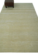 Beige and Ivory Modern Abstract Hand loom 5x8 wool And Art Silk Area Rug