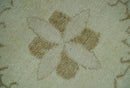 Beige and Olive 8x10 Hand Knotted Traditional Low Pile wool area rug