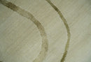 Beige and Olive Snake Design Handloom 5.x8.6 wool and art Silk Area Rug