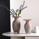 Beige and pink flower edge ceramic vases with tray for living room
