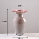 Beige and pink flower edge ceramic vases with tray for living room