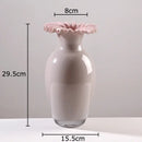 Beige and pink flower edge ceramic vases with tray for living room