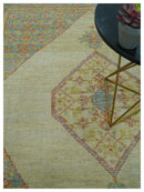 Beige and Rust Traditional Turkish Medallion Hand Knotted 8x10 Wool Area Rug