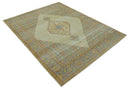 Beige and Rust Traditional Turkish Medallion Hand Knotted 8x10 Wool Area Rug