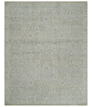 Beige and Silver Custom Made Antique Style Distressed Finished Low Pile wool Area Rug