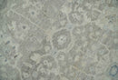 Beige and Silver Custom Made Antique Style Distressed Finished Low Pile wool Area Rug