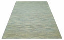 Beige and Teal 8x10 Modern stripes Design Hand Tufted wool area rug